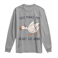 Funny Valentine Goose Long Sleeve Shirt You Make My Heart Go Honk Cute Romantic Gift