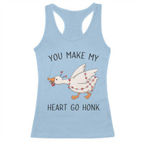 Funny Valentine Goose Racerback Tank Top You Make My Heart Go Honk Cute Romantic Gift