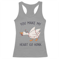 Funny Valentine Goose Racerback Tank Top You Make My Heart Go Honk Cute Romantic Gift