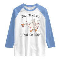 Funny Valentine Goose Raglan Shirt You Make My Heart Go Honk Cute Romantic Gift