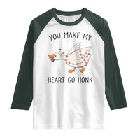Funny Valentine Goose Raglan Shirt You Make My Heart Go Honk Cute Romantic Gift