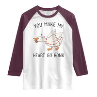 Funny Valentine Goose Raglan Shirt You Make My Heart Go Honk Cute Romantic Gift
