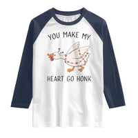 Funny Valentine Goose Raglan Shirt You Make My Heart Go Honk Cute Romantic Gift