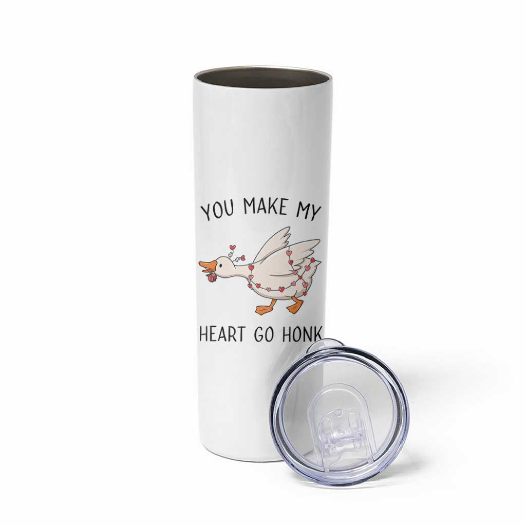 Funny Valentine Goose Skinny Tumbler You Make My Heart Go Honk Cute Romantic Gift