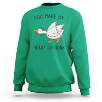 Funny Valentine Goose Sweatshirt You Make My Heart Go Honk Cute Romantic Gift