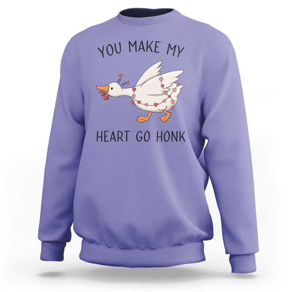 Funny Valentine Goose Sweatshirt You Make My Heart Go Honk Cute Romantic Gift