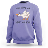 Funny Valentine Goose Sweatshirt You Make My Heart Go Honk Cute Romantic Gift