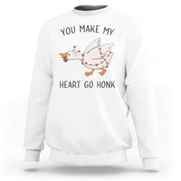 Funny Valentine Goose Sweatshirt You Make My Heart Go Honk Cute Romantic Gift