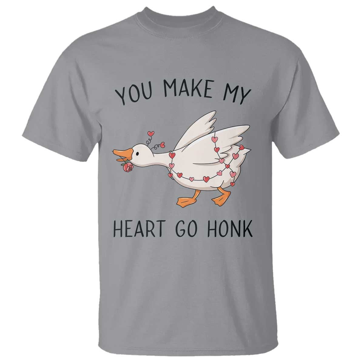 Funny Valentine Goose T Shirt You Make My Heart Go Honk Cute Romantic Gift