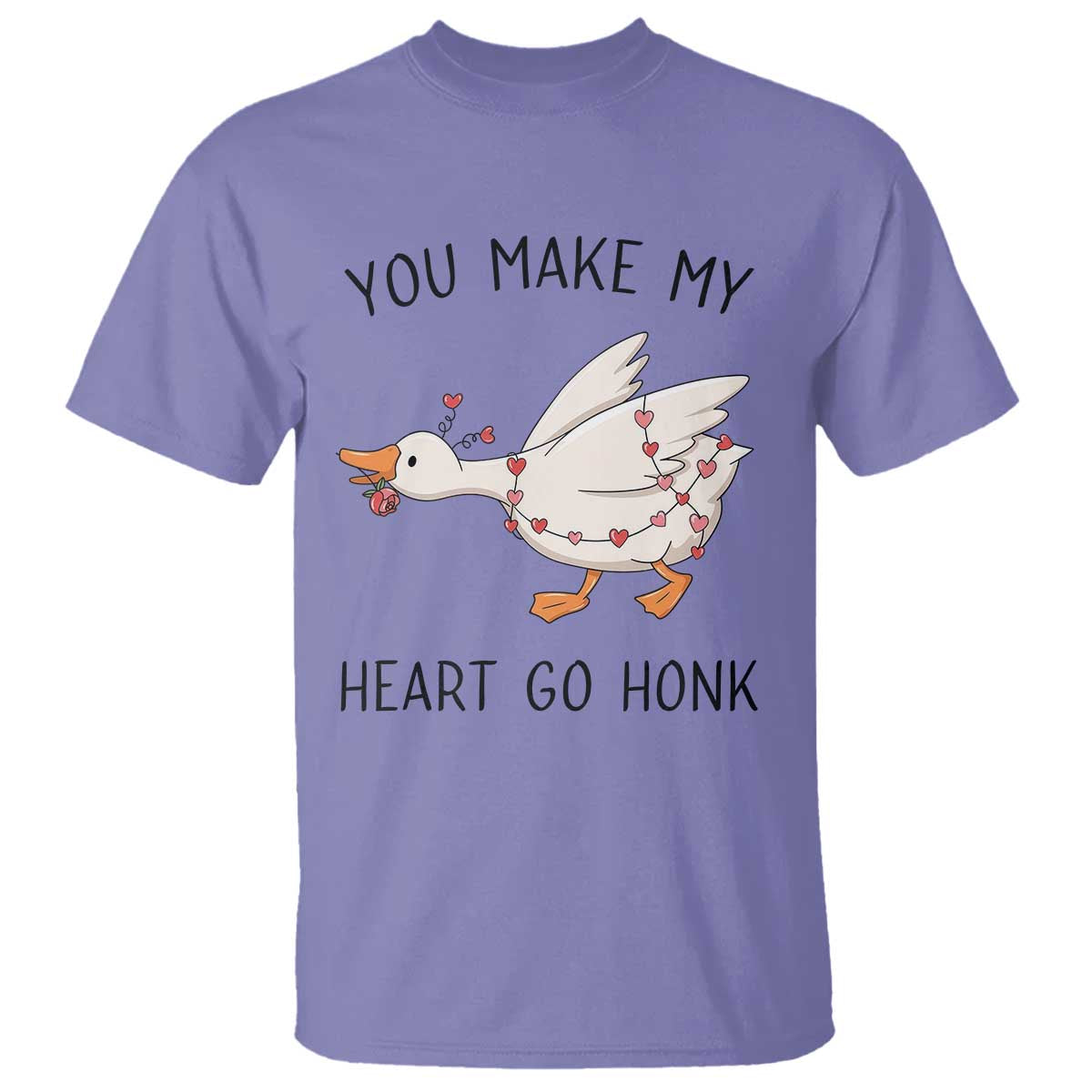 Funny Valentine Goose T Shirt You Make My Heart Go Honk Cute Romantic Gift