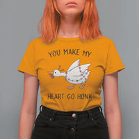 Funny Valentine Goose T Shirt For Women You Make My Heart Go Honk Cute Romantic Gift
