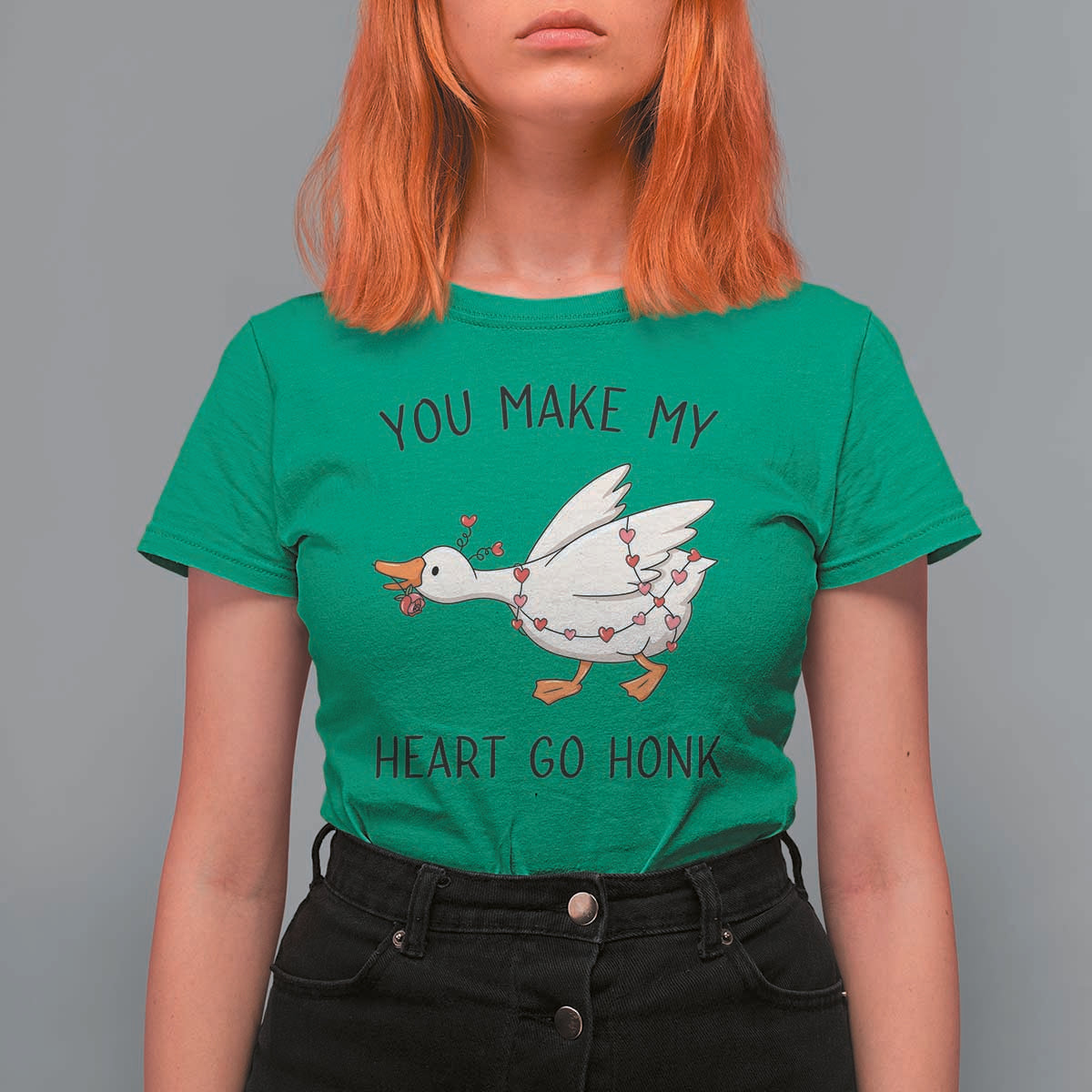 Funny Valentine Goose T Shirt For Women You Make My Heart Go Honk Cute Romantic Gift