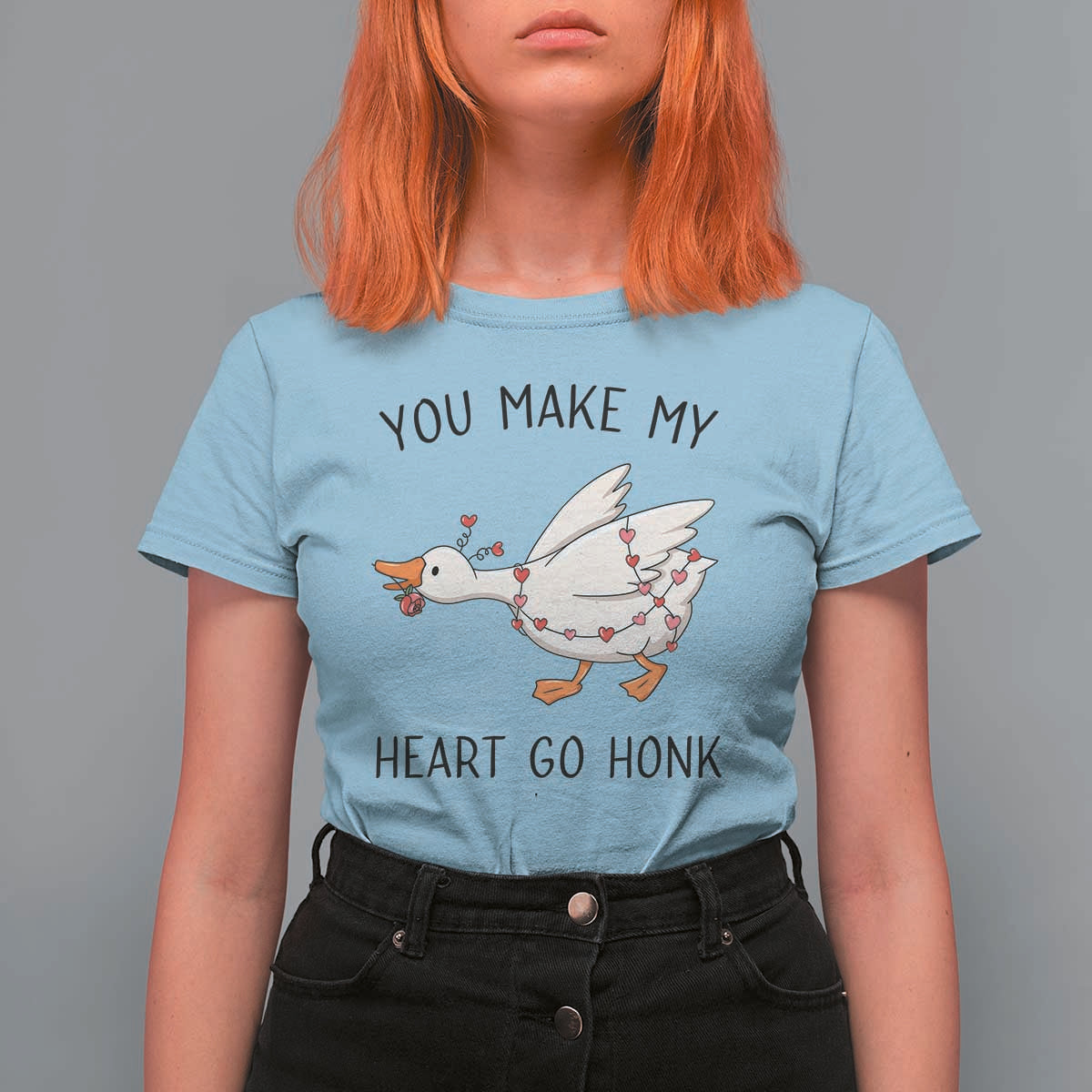 Funny Valentine Goose T Shirt For Women You Make My Heart Go Honk Cute Romantic Gift