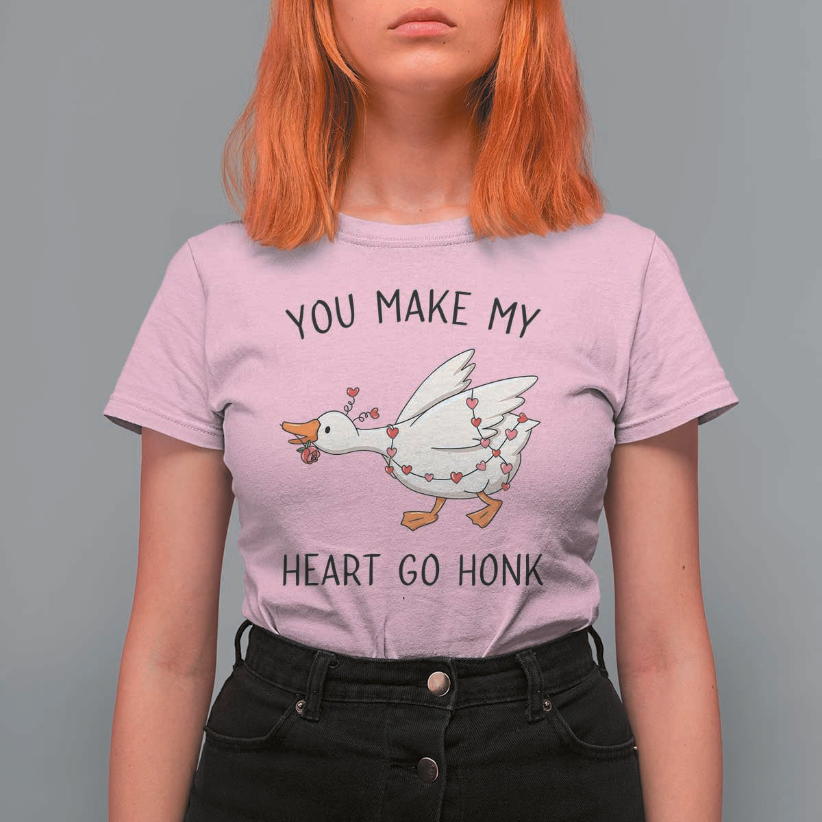 Funny Valentine Goose T Shirt For Women You Make My Heart Go Honk Cute Romantic Gift