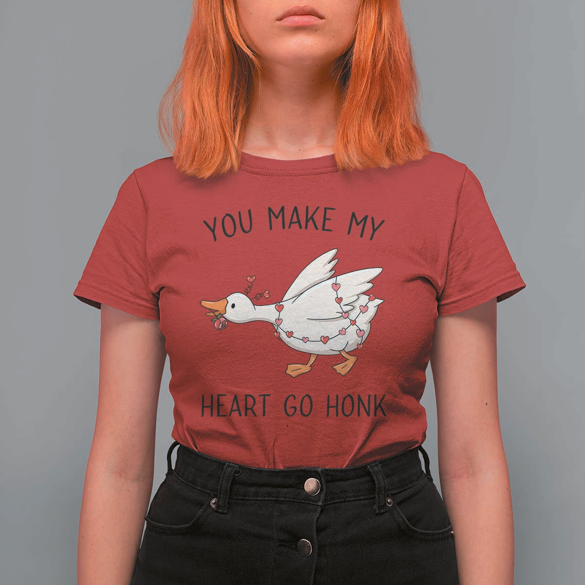 Funny Valentine Goose T Shirt For Women You Make My Heart Go Honk Cute Romantic Gift