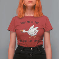 Funny Valentine Goose T Shirt For Women You Make My Heart Go Honk Cute Romantic Gift