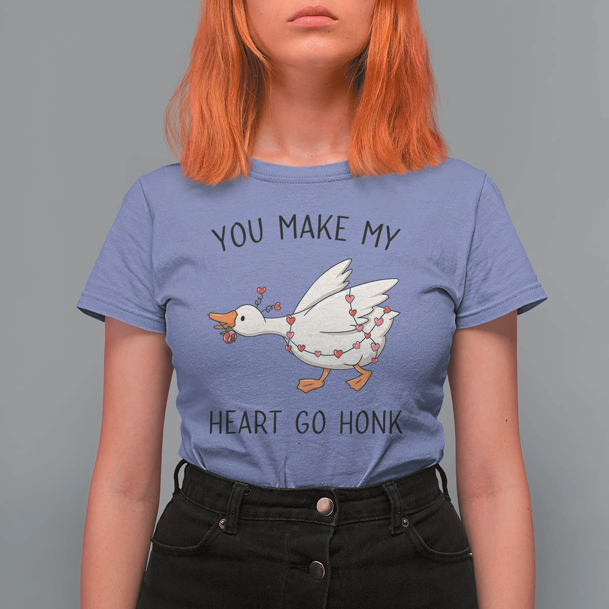 Funny Valentine Goose T Shirt For Women You Make My Heart Go Honk Cute Romantic Gift