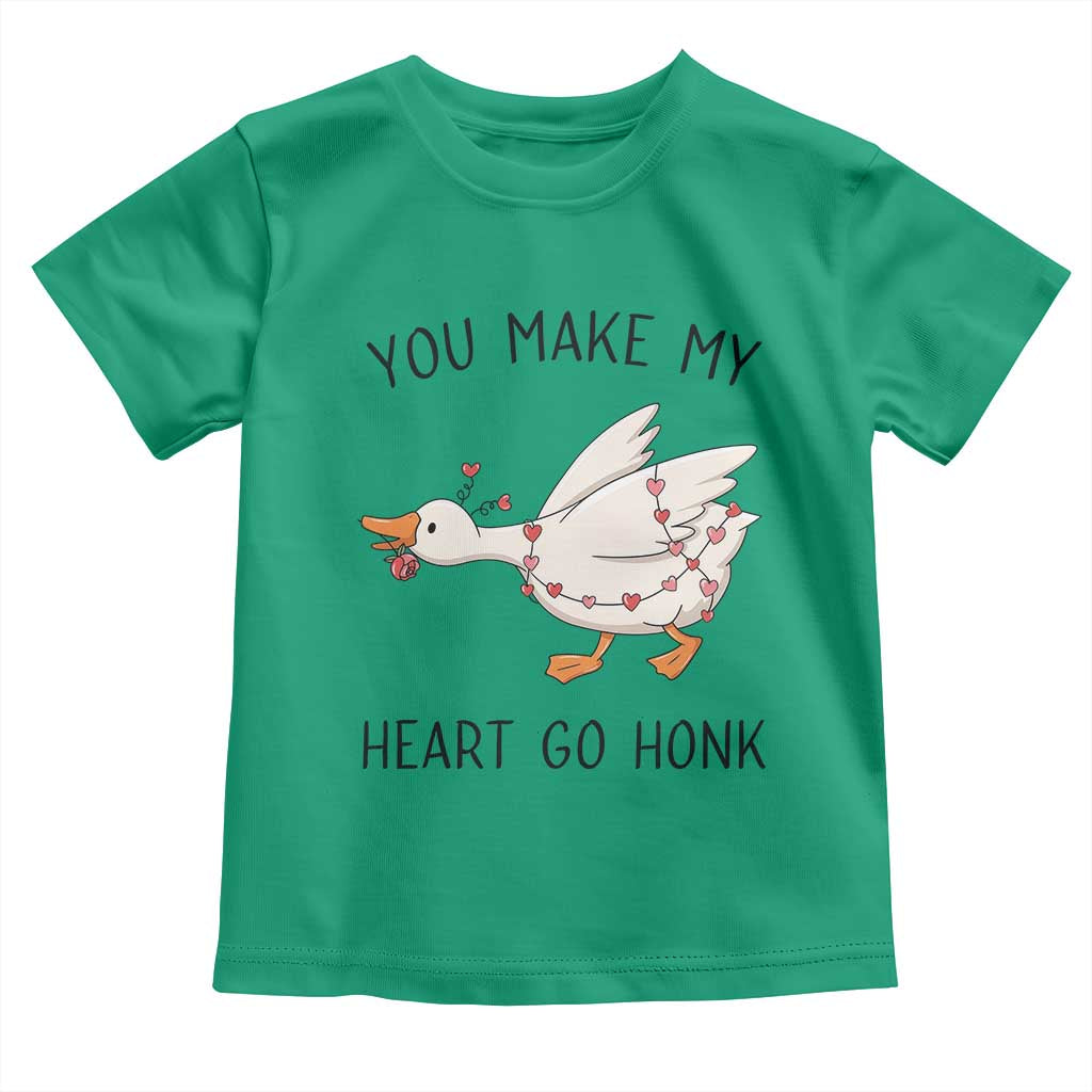Funny Valentine Goose Toddler T Shirt You Make My Heart Go Honk Cute Romantic Gift