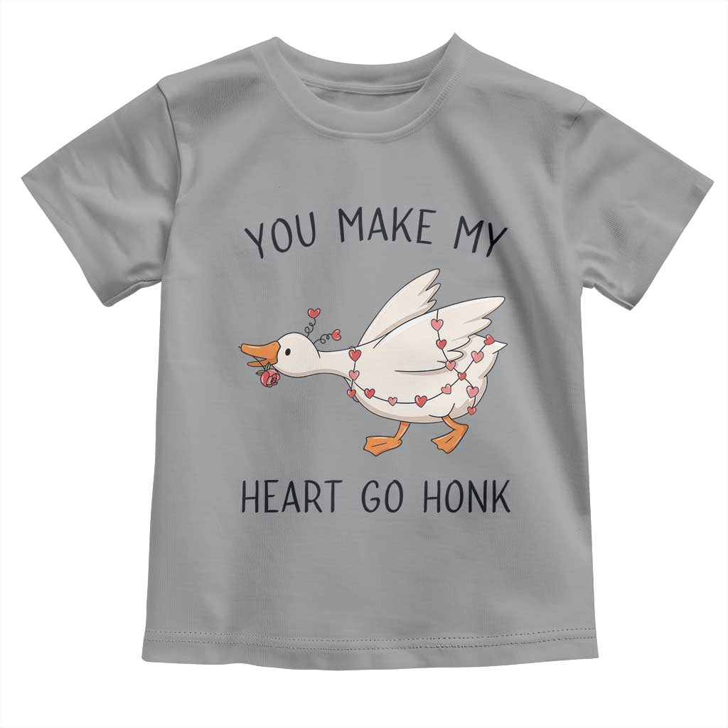 Funny Valentine Goose Toddler T Shirt You Make My Heart Go Honk Cute Romantic Gift