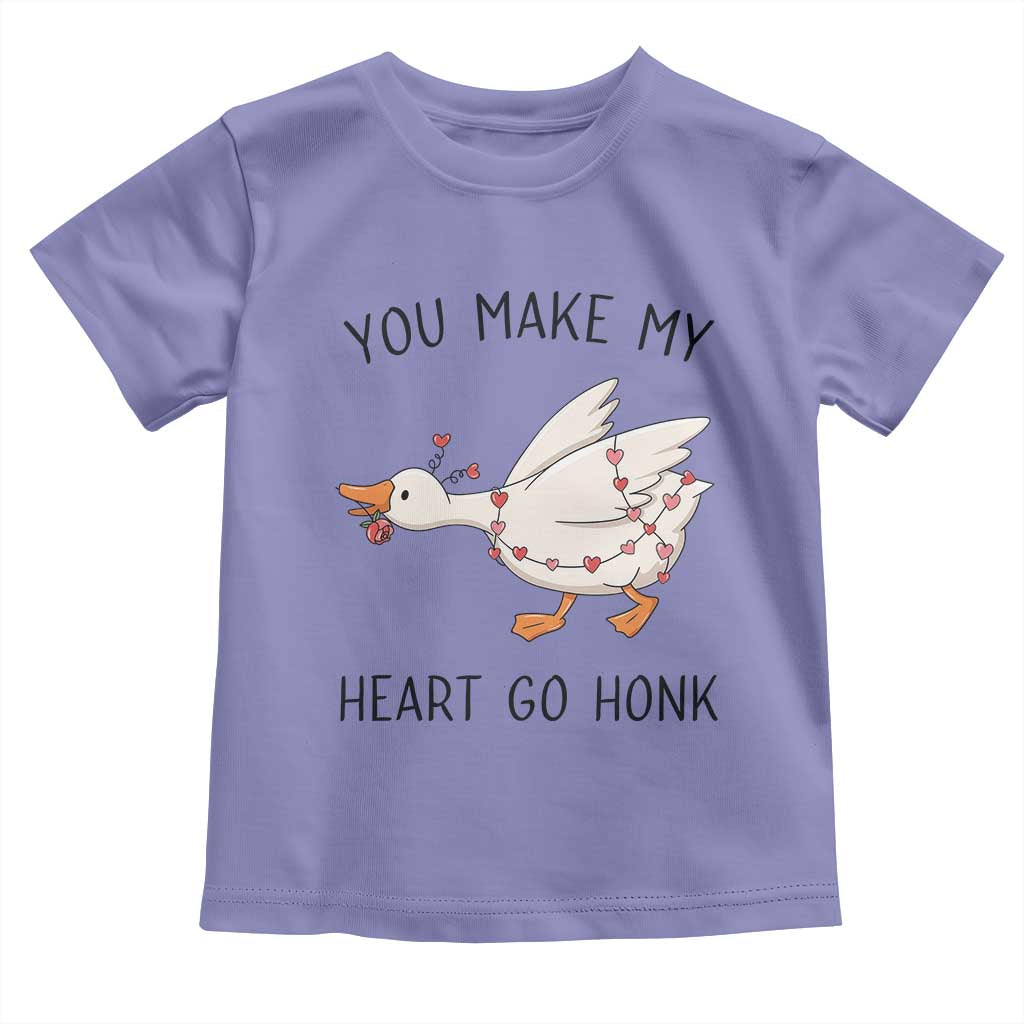 Funny Valentine Goose Toddler T Shirt You Make My Heart Go Honk Cute Romantic Gift