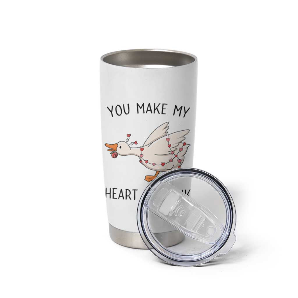 Funny Valentine Goose Tumbler Cup You Make My Heart Go Honk Cute Romantic Gift