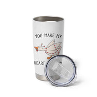 Funny Valentine Goose Tumbler Cup You Make My Heart Go Honk Cute Romantic Gift