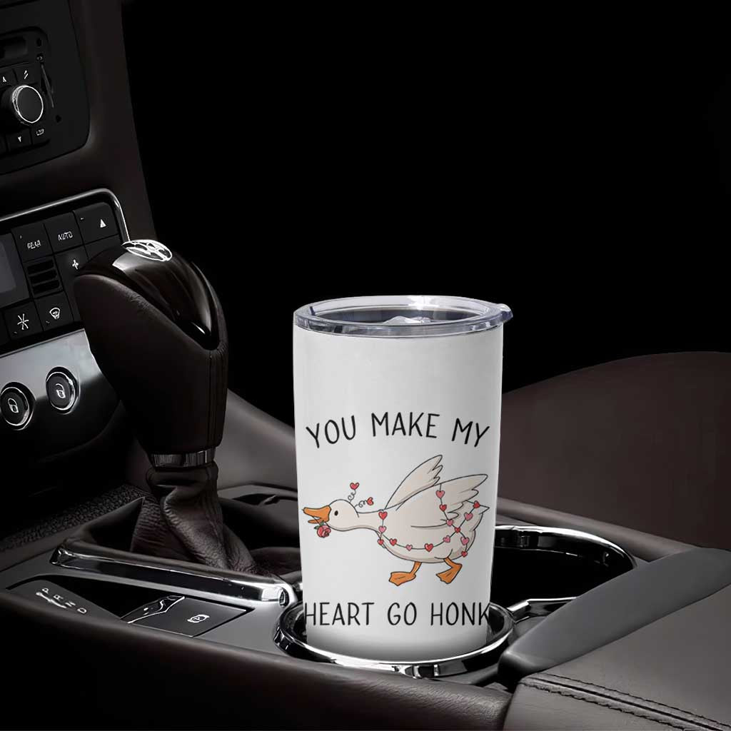 Funny Valentine Goose Tumbler Cup You Make My Heart Go Honk Cute Romantic Gift