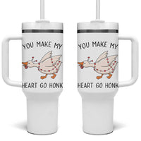 Funny Valentine Goose Tumbler With Handle You Make My Heart Go Honk Cute Romantic Gift