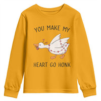 Funny Valentine Goose Youth Sweatshirt You Make My Heart Go Honk Cute Romantic Gift