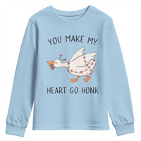 Funny Valentine Goose Youth Sweatshirt You Make My Heart Go Honk Cute Romantic Gift