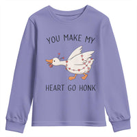 Funny Valentine Goose Youth Sweatshirt You Make My Heart Go Honk Cute Romantic Gift