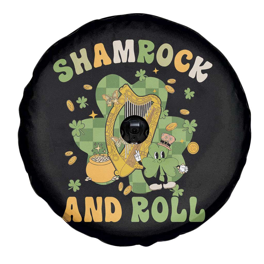 Funny St Patricks Day Spare Tire Cover Shamrock 'N Roll Irish Music Celtic Harp