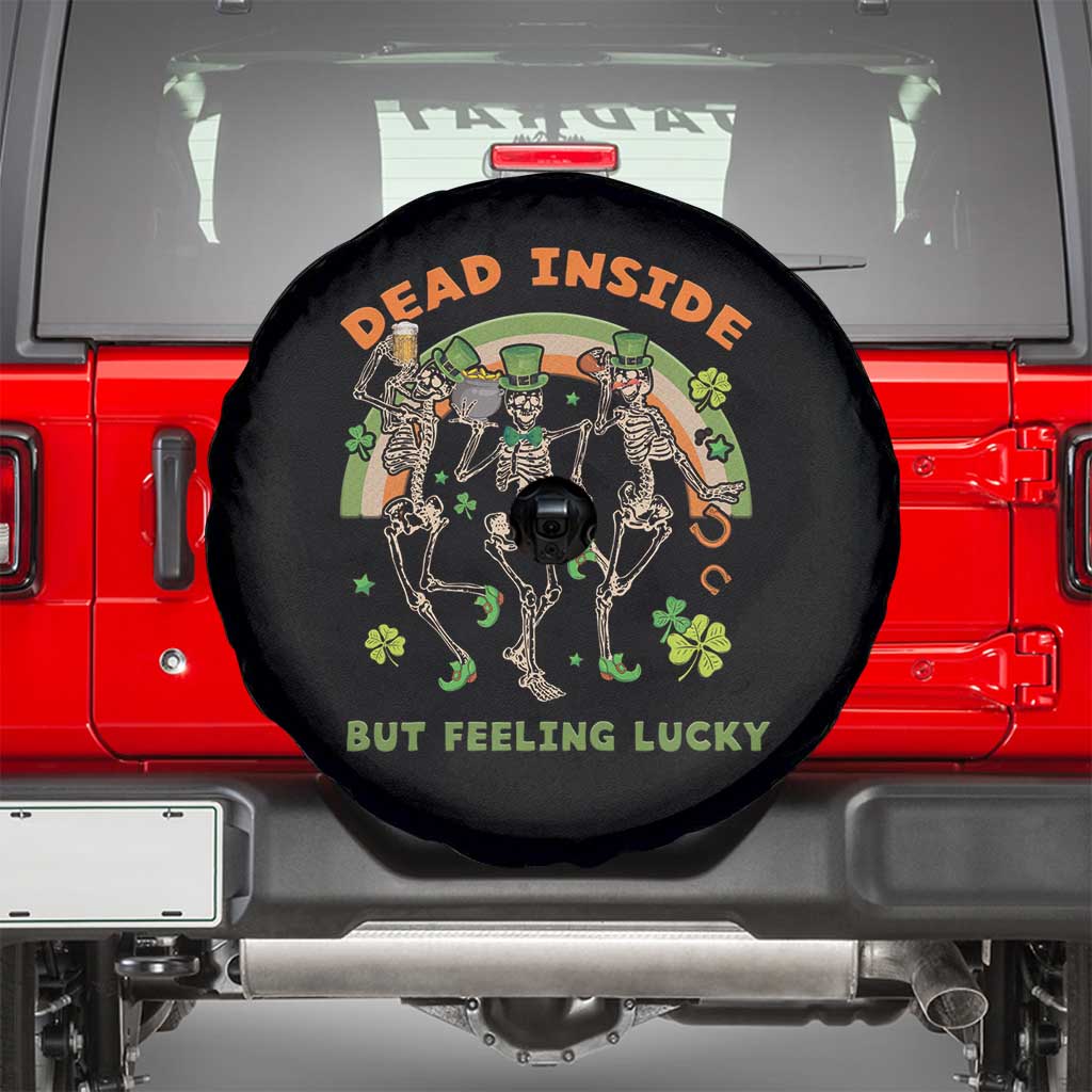 Irish Dancing Skeleton Spare Tire Cover Dead Inside But Feeling Lucky Drinking Beer St Patrick's Day