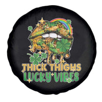 Funny St Patricks Day Women Spare Tire Cover Thick Thighs Lucky Vibes Leopard Biting Lips