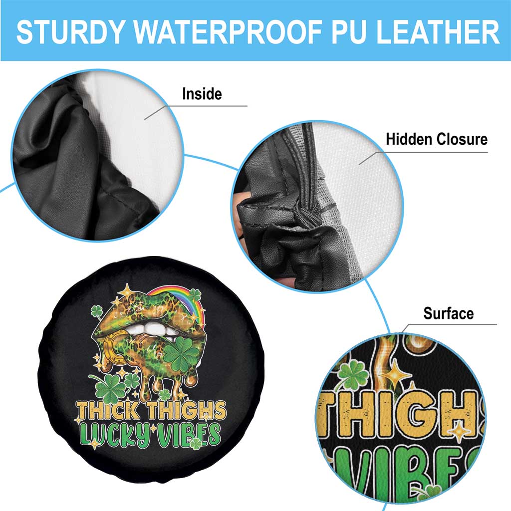 Funny St Patricks Day Women Spare Tire Cover Thick Thighs Lucky Vibes Leopard Biting Lips