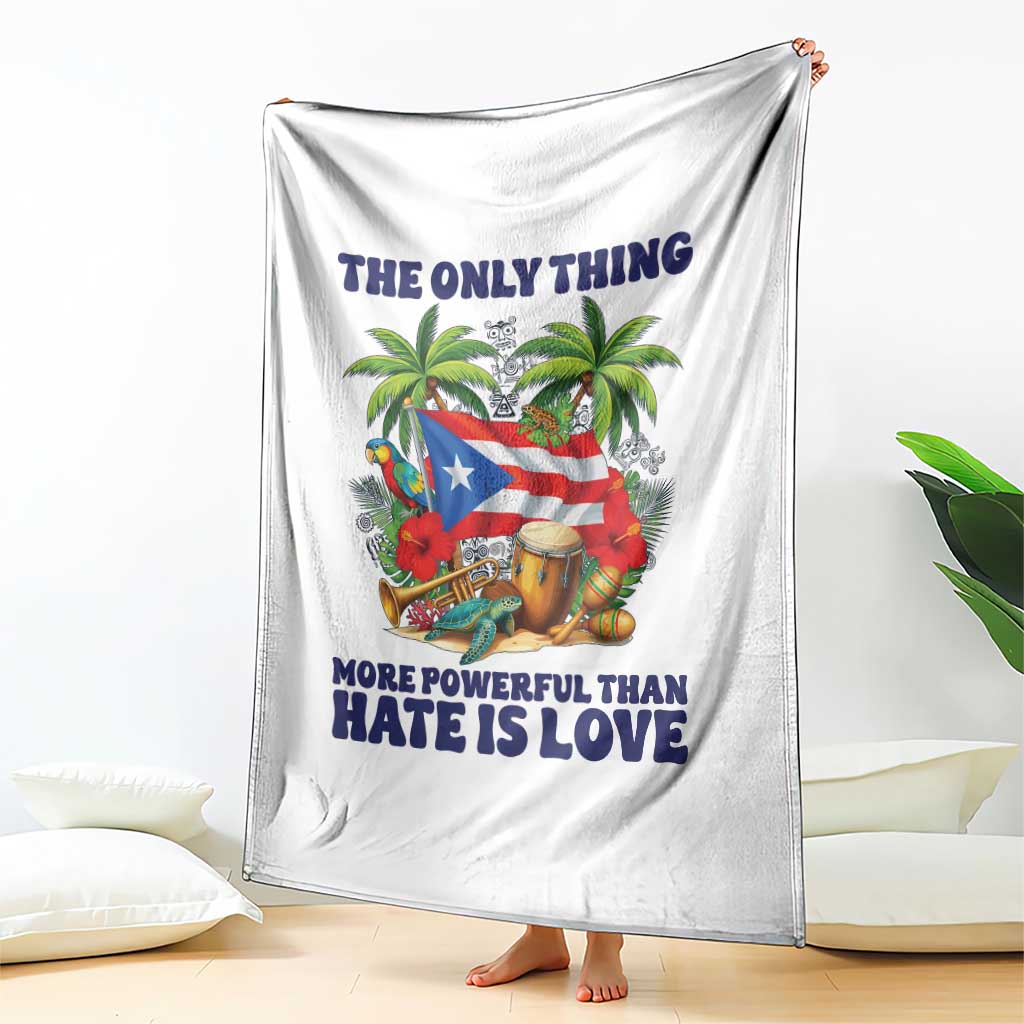 The Only Thing More Powerful Than Hate Is Love Puerto Rico Throw Blanket Unity and Love Boricua Heritage Pride