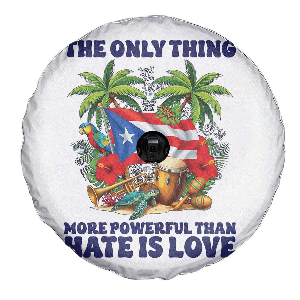 The Only Thing More Powerful Than Hate Is Love Puerto Rico Spare Tire Cover Unity and Love Boricua Heritage Pride