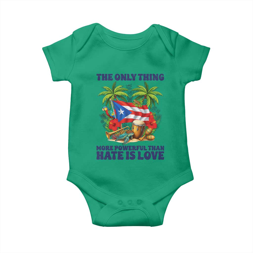 The Only Thing More Powerful Than Hate Is Love Puerto Rico Baby Onesie Unity and Love Boricua Heritage Pride