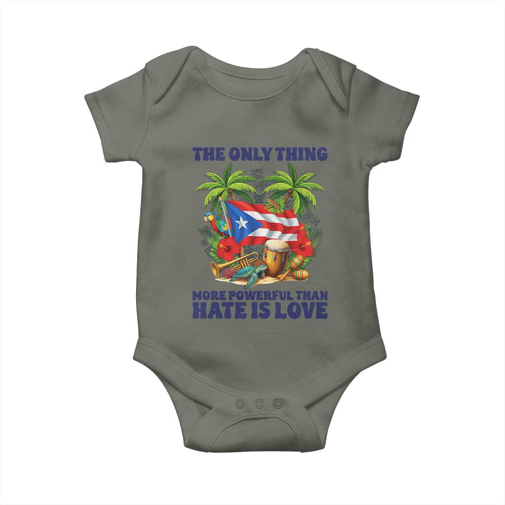 The Only Thing More Powerful Than Hate Is Love Puerto Rico Baby Onesie Unity and Love Boricua Heritage Pride