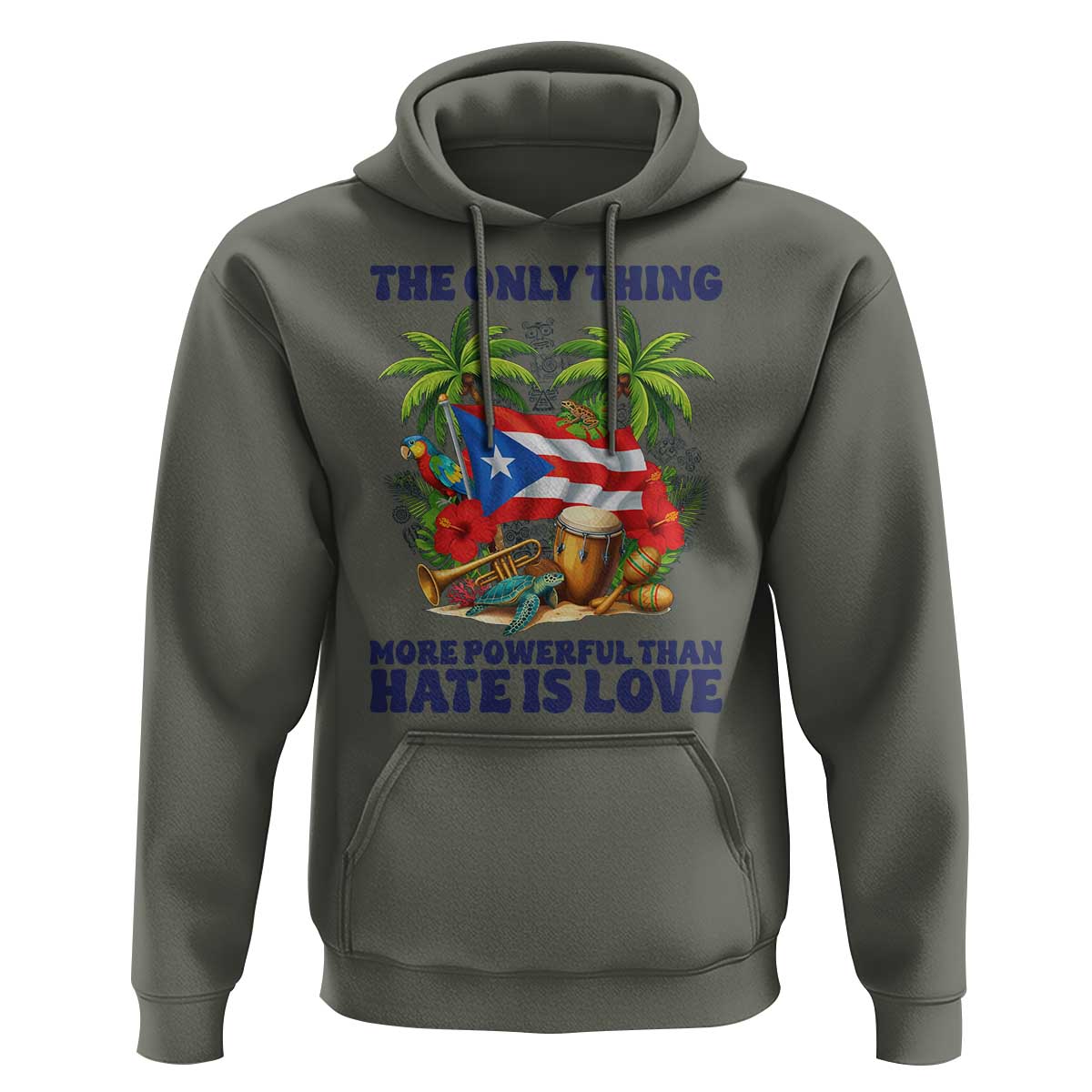 The Only Thing More Powerful Than Hate Is Love Puerto Rico Hoodie Unity and Love Boricua Heritage Pride