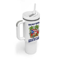 The Only Thing More Powerful Than Hate Is Love Puerto Rico Tumbler With Handle Unity and Love Boricua Heritage Pride