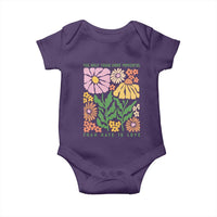 The Only Thing More Powerful Than Hate Is Love Baby Onesie Retro Floral Bunny Inspirational Quote