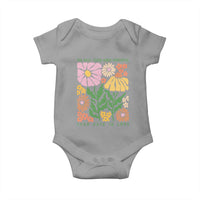 The Only Thing More Powerful Than Hate Is Love Baby Onesie Retro Floral Bunny Inspirational Quote