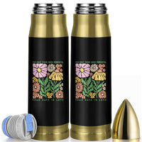 The Only Thing More Powerful Than Hate Is Love Bullet Tumbler Retro Floral Bunny Inspirational Quote