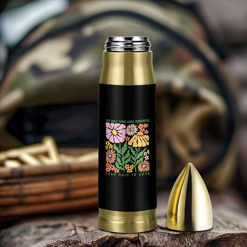 The Only Thing More Powerful Than Hate Is Love Bullet Tumbler Retro Floral Bunny Inspirational Quote