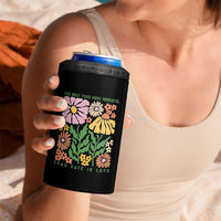 The Only Thing More Powerful Than Hate Is Love 4 in 1 Can Cooler Tumbler Retro Floral Bunny Inspirational Quote