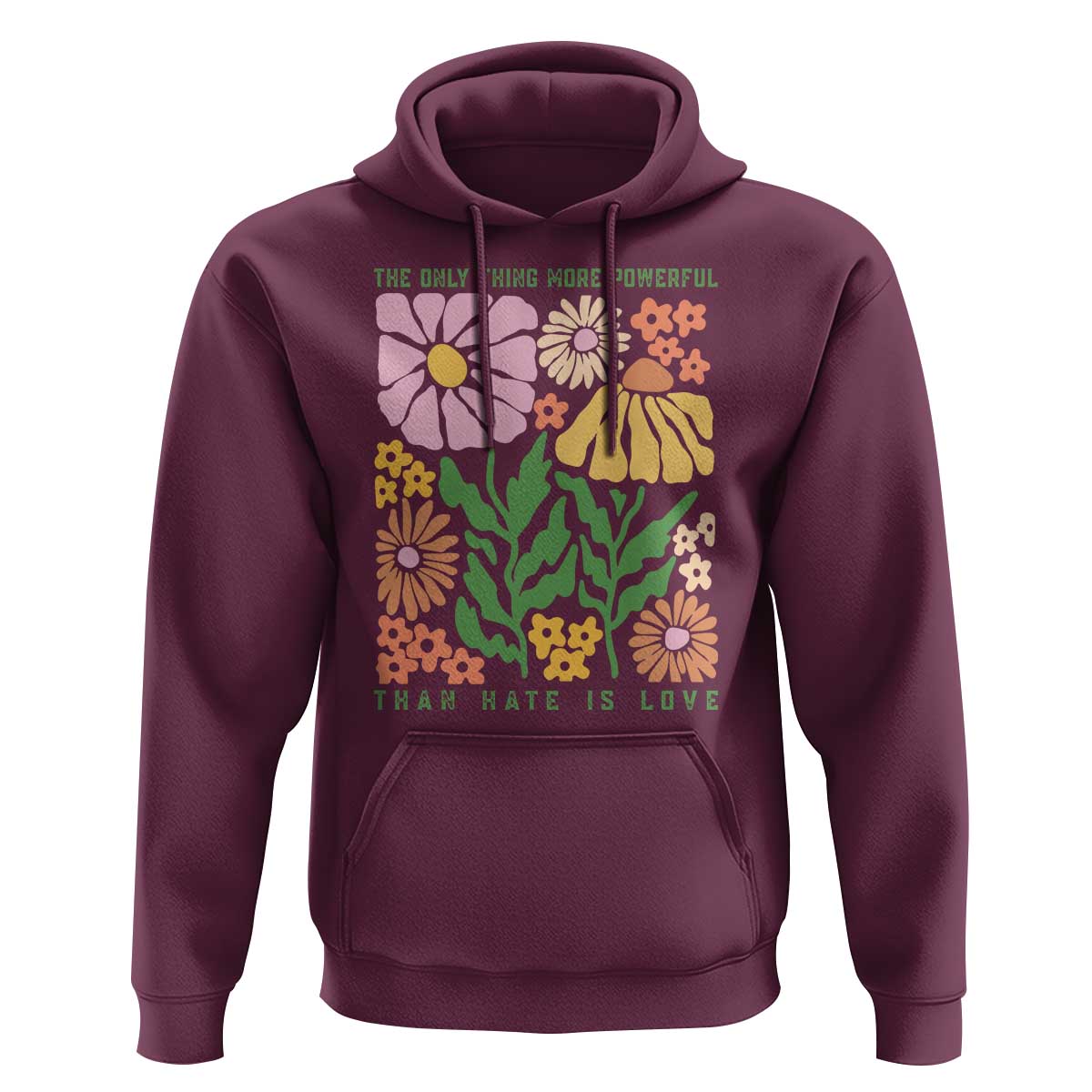 The Only Thing More Powerful Than Hate Is Love Hoodie Retro Floral Bunny Inspirational Quote