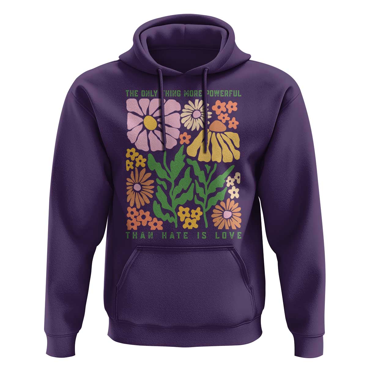 The Only Thing More Powerful Than Hate Is Love Hoodie Retro Floral Bunny Inspirational Quote