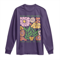 The Only Thing More Powerful Than Hate Is Love Long Sleeve Shirt Retro Floral Bunny Inspirational Quote