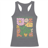 The Only Thing More Powerful Than Hate Is Love Racerback Tank Top Retro Floral Bunny Inspirational Quote